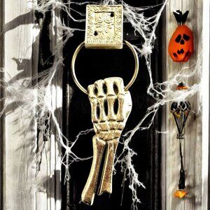 Skeleton Arm Door Knocker Gothic Metal Towel Holder Coat Hook 12" Halloween Prop